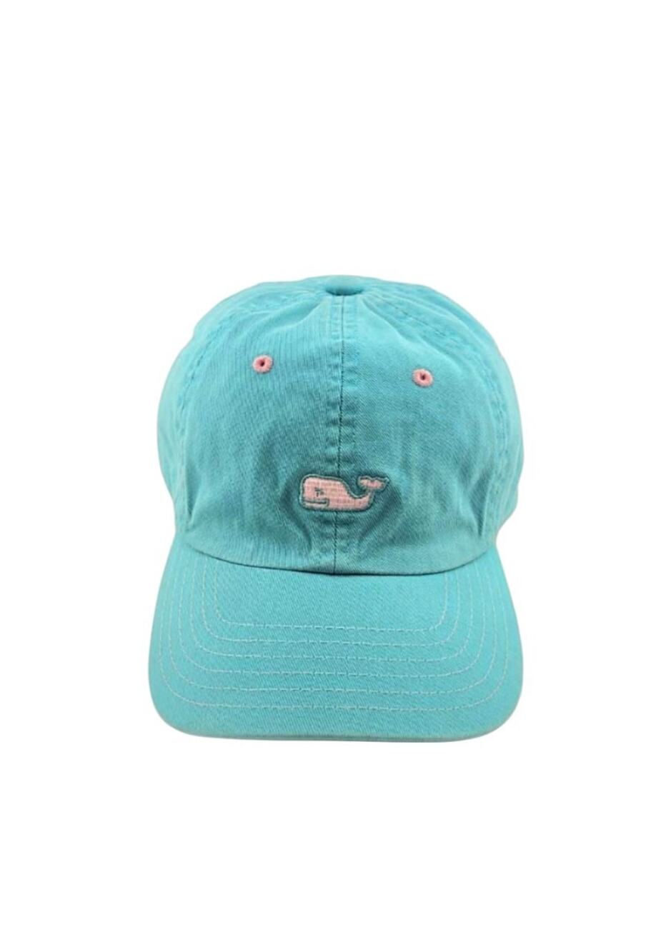 Vineyard Vines Unisex Youth Baseball Cap Aqua Blue Pink Whale Logo Hat
